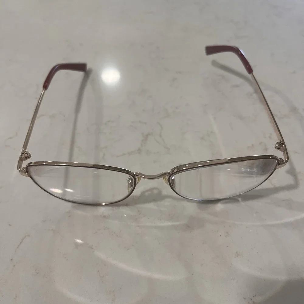 Oxford Lane Queensbury Eyeglass Frame Only Aviator Gold Color Burgundy 54 17 135